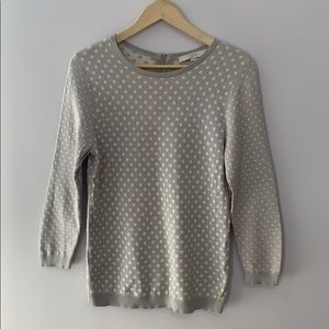 Loft Grey Sweater White Polka Dots